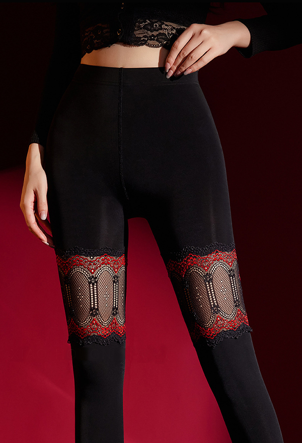 Gothic Sheer Mesh Cutout Patchwork Pantyhose Dark Cathedral Arch Pattern Lace Tights